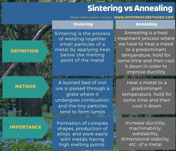 Pagkakaiba sa pagitan ng Sintering at Annealing sa Tabular Form